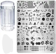 Nail Stamping Set for DIY Manicure - 7 Pieces with Stainless Steel Nail Stamping Stencils, Silicone Nail Stamps, Scraper & Accessories - Perfect for Nails: Precise Patterns, Flowers & Animal Designs