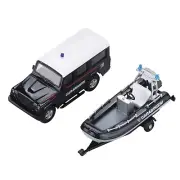 1/43 Coast Guard Police Fire Truck Speedboat Trailer Model Souvenir Display