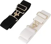 [TOYSS] Elastic Equestrian Belt for Women, 2Pcs Horseback Riding Belts With Surcingle Buckle, Horse Bit Belt for Equestrian Sports