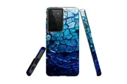 For Samsung Galaxy S21 Ultra Case, Tough Protective Back Cover, Blue Mirror