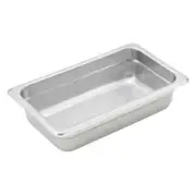 Anti-Jam Steam Pan Quarter-Size Reinforced Stainless Steel 2 1/2"D 22 Gauge