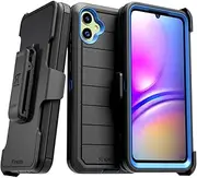 for Samsung Galaxy A05 Case with Belt Clip Holster & Kickstand, Screenless Protective Dual-Layer Shockproof Phone Case for Samsung Galaxy A05 - Black & Blue
