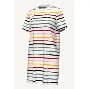 【TOMMY HILFIGER】條紋 T Shirt 式洋裝（七彩、S號*1）－76J1192