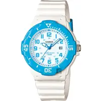 在飛比找momo購物網優惠-【CASIO 卡西歐】學生錶 迷你運動風指針手錶-藍圈x白 