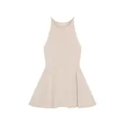 Plain Slim-Fit Slit Tank Top White - One Size