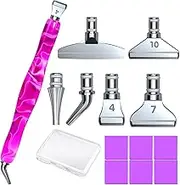 Diamond Painting Art Club Sticky Drill Dot Pen Stylus Kits Set Accessories Tool with Silver Metal Stainless Steel Tip Nib Grid Multiplacers and Clay Glue for Diamond Painting Nail Gem Art Purple