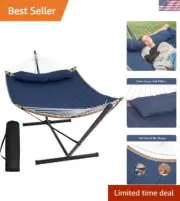 Outdoor Hammock with Stand Heavy Duty Nylon Large Camping Portable Swing