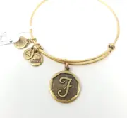 NWT Alex and Ani Letter F Monogram Initial Bracelet, Gold Tone, Metal