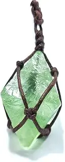 Fluorite Crystal Pendant,Natural Rough Stone | Hand Wired Crystal Hexagonal Reiki Pendant Pendulum, Stylish