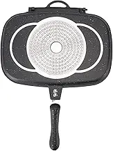 Luocute Double Sided BBQ Grill Pans, Portable Frying Pan Flip Nonstick Barbecue Cooking Tool, Cookware Stove Skillet Cast Grill Frittata Tool for Indoor Outdoor Cooked Chicken (Black)