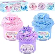 3 Pack Axolotl Butter Slime, Slime Kit with Pink, Blue, Purple Axolotl Charms, Soft and Stretchy, Slime Party Favor for Girls & Boys, Classroom Rewards, Birthday Gifts for Kids