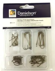Danielson 60Pc Walleye Fishing Assorted Aberdeen Live Bait and Baitholder Hooks