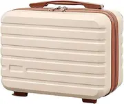 [TOMVAES] Portable Suitcase Mini Wedding Storage Box, Hard Shell Cosmetic Travel Case Makeup Travel Case with Zipper 14-Inch Password Secure Small Fresh Hand Carry Gift Box (Beige)