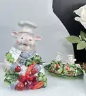 Set of 4pc Cookie jar Pig Chef and Little Pigs Salt and Pepper on Cabbage Leaf