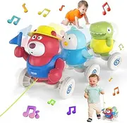 Usrela Musical Baby Crawling Toy for 1-2 Years Old, Baby Toy for 6-9-12-18 Months with Bears, Penguins, Dinosaurs, Christmas Birthday Gift for 1 Year Old Boys Girls