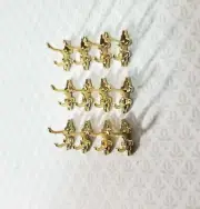 Dollhouse Wall Coat Hooks Set of 12 Metal 1:12 Scale Miniature Gold Finish 1/2"