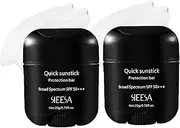 Sieesa Quick SunStick Protection Bar, Broad Spectrum SPF 50+++, Advanced UV Protection, Sun Stick for Face and Body, Water Resistant, No White Cast & Non-Sticky, 20g/0.7oz (2Pcs)