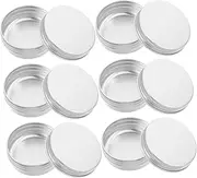 TEHAUX Metal Storage Tin Jar Set 6pcs Aluminum Can Storage Boxes Round Lids Airtight Containers for Organizing