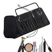 Travel Makeup Brush Organizer - Cosmetic Rolling Bag Organizer, Waterproof Portable Roller Brush Storage Bag, Travel Makeup Brush Case, Black, Se référer au descriptif, Refer to description