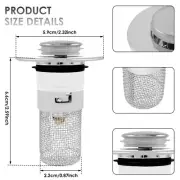 2Pcs Bathroom Sink Stopper with Removable Filter Basket Stainless Steel paTRK