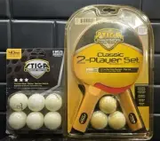 Stiga Ping Pong Paddle Classic 2-player Set Master Series T1501 2008 & 6 Balls