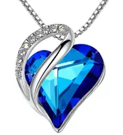 Pendant Necklace Birthstone Crystal Jewelry Gifts For Women, Silver, 18"+2"