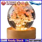 LF# Flower Crystal Ball Night Light Flower Desk Lamp Cute Night Light (Red Daisy