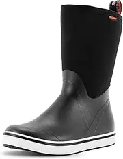 [Showave] Men's Deck Boots Mid Calf Rain Boots Waterproof Sports Sailing Boots Non-slip Insulated Rubber Boots for Outdoor Fishing Gardening Mud Yard Working