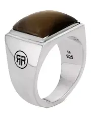 [Rebel & Rose] Square Tiger Lowneck Ring in Silver