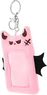 TEHAUX Winged Devil Plush Keychain for Id Card Holder Kawaii Photo Card Case Cat Ears and Tail Set for Travel School