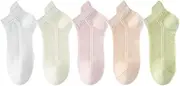 RYZGOJV 5 Pairs Cotton Women Socks, Super Low Cut Liner Socks, Non-slip Hidden Invisible Boat Socks for Girl-C02, Multicolor, Medium