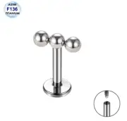 16G Titanium Internally Threaded 3 Beads Tragus Ring Labret Conch Cartilage Stud