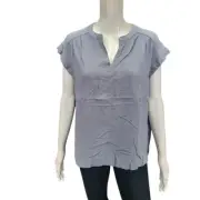 Splendid Ladies Dressy V-Neck Linen Viscose Top Medium Size Blue Womens Shirt