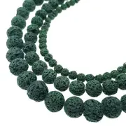 Dark Green Lava Rock Stone Beads 6mm 8mm 10mm 12mm 15.5" Strand
