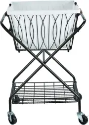 Verona Collapsible Laundry Cart with Removable Basket & 2 Canvas Bags, Bronze