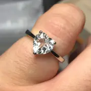 Sweetheart Heart Cut Moissanite gemstone Solitaire 925 Sterling silver Ring