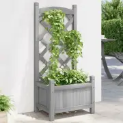 Solid Wood Fir Planter with Trellis Grey Outdoor Garden Decor Vertical Planter