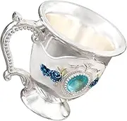 AUTSUPPL Silver Blue Alloy Goblet European Style Metal Wine Cup Unbreakable Safe for Parties
