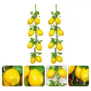 2Pcs Lemon Tree Decor Faux Fruits Branch Fake Vegetables Artificial Lemon String