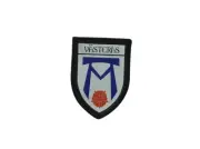 Patch printed embroidery travel souvenir shield city flag vasteras sweden