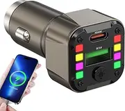 USB C Car Charger Fast Charging | Double Port USB Type C Plug Charger - Plug Charging Adapter with Colorful Lights for Multiple Devices