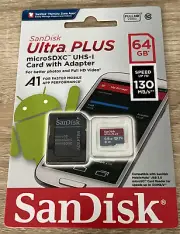SanDisk Ultra Plus 64GB MicroSDXC UHS-1 Card with Adapter