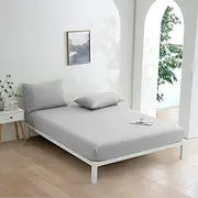 Dreamaker Ultra Soft Micro Flannel Fitted Sheet Set King Single - Flannelette Alternative Machine Washable Deep Pocket Combo Sheet Fade & Wrinkle Resistant Warmth & Cosy Winter Bedding Set - Silver