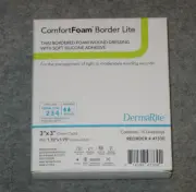 DermaRite Comfort Lite Foam Silicone Wound Dressing With Border 3x3 10pk NEW