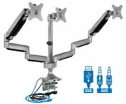 Mount-It! Triple Monitor Desk Mount With USB Port Height Adjustable 17" - 32"