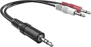 3.5mm Stereo Male to Dual 3.5mm Mono Male Audio Cable, 1ft 3.5mm 1/8" TRS Male to 2 x 3.5mm 1/8" TS Male Y Breakout Cable Splitter Adapter RFAdapter for Headphone, Speaker