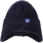 [CATIEBYE] Knitted Hat with Earflaps Cap Trucker Mens Beanie Hats for Fitted Hat Knit Hat Fur Hat Knit Beanies Beanie Man Bonnet for Men Hat Hats for Men Autumn Beanie Cover Knitted Wool Dark Blue