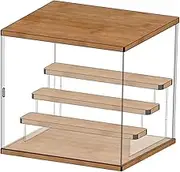 Marhynchus Durable Clear Action Figure Storage Box - Dustproof Handmade Doll Display Case for Toy Collectors - Lightweight and Compact Design (4 Tiered Staircase L 32x26x30.4cm)