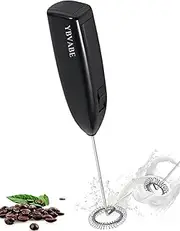 YBVABE Milk Frother Handheld | Matcha Whisk with High Powered Improved Motor | Coffee Stirrer for Milk Froth | Mini Whisk Electric Chocolate Shaker | Drink Mixer for Cappuccino, Frother Maker (Black)