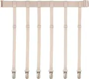 [InnoHHustle] Women's Adjustable Elastic Thigh Garter Belt Thigh Strap Garter Belt Plus Size Waist Stockings with 6 Metal Suspenders Clips for Garters Women Girls Brides Beige